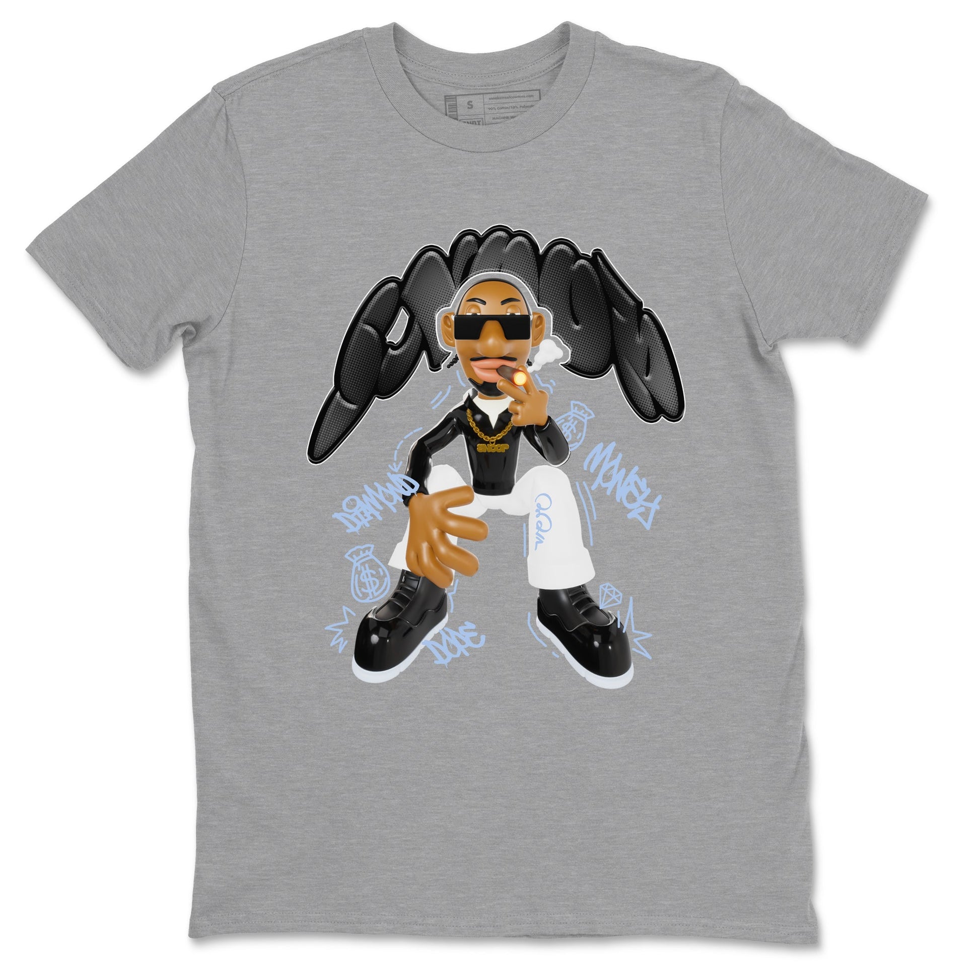 11s Black and Varsity Royal shirt to match jordans Snoop sneaker tees Air Jordan 11 Black/Varsity Royal SNRT Sneaker Release Tees Unisex Heather Grey 2 T-Shirt