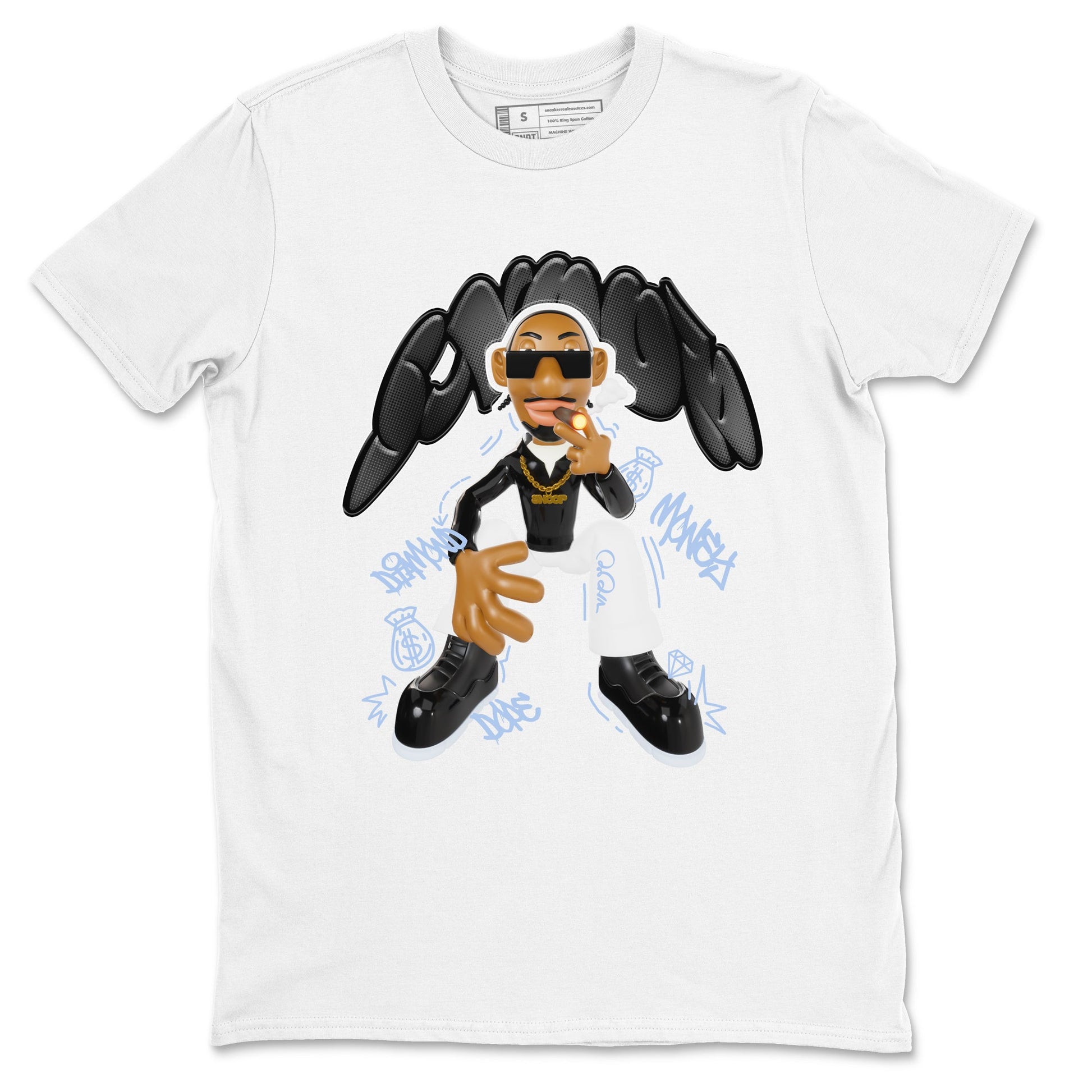 11s Black and Varsity Royal shirt to match jordans Snoop sneaker tees Air Jordan 11 Black/Varsity Royal SNRT Sneaker Release Tees Unisex White 2 T-Shirt