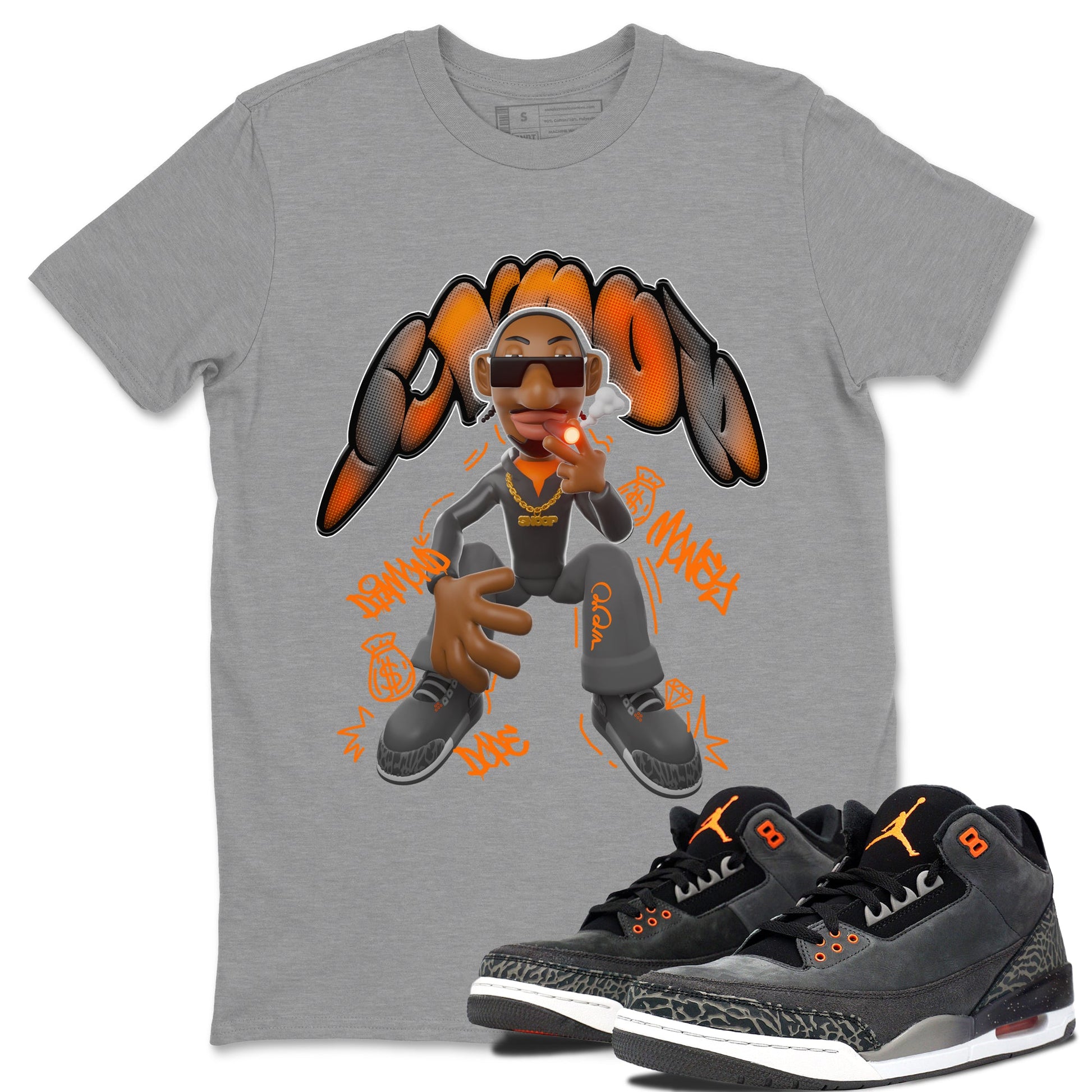 Air Jordan 3 Fear shirt to match jordans Snoop sneaker tees AJ3 Fear SNRT Sneaker Release Tees Unisex Heather Grey 1 T-Shirt