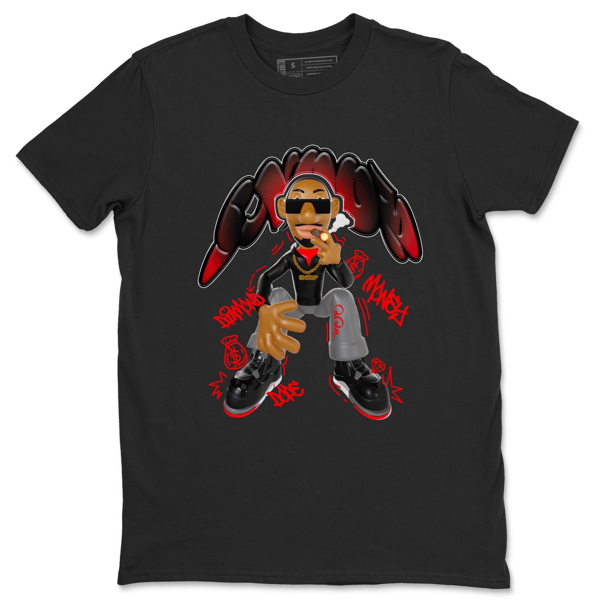 4s Bred Reimagined shirt to match jordans Snoop sneaker tees Air Jordan 4 Bred Reimagined SNRT Sneaker Release Tees Unisex Black 2 T-Shirt