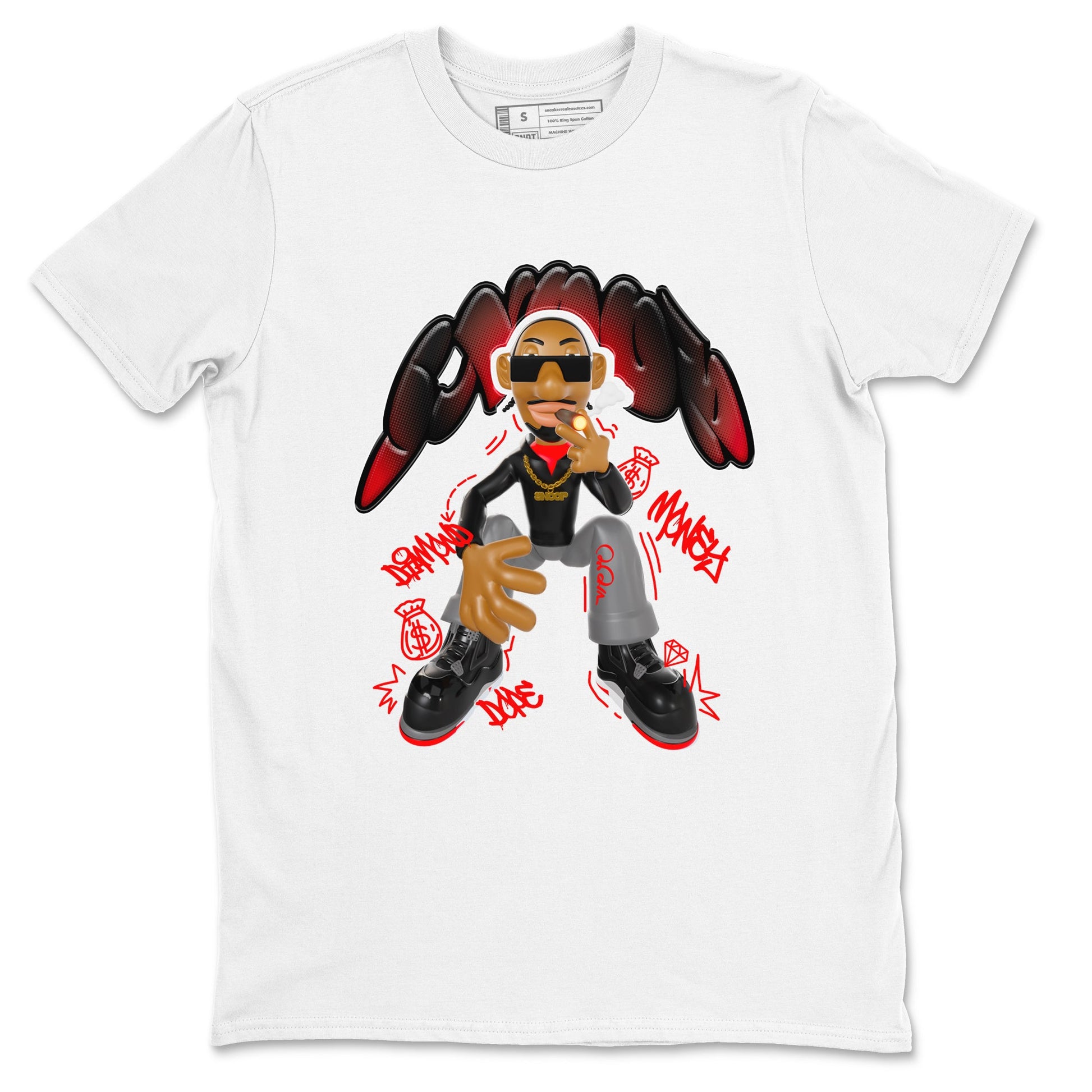 4s Bred Reimagined shirt to match jordans Snoop sneaker tees Air Jordan 4 Bred Reimagined SNRT Sneaker Release Tees Unisex White 2 T-Shirt