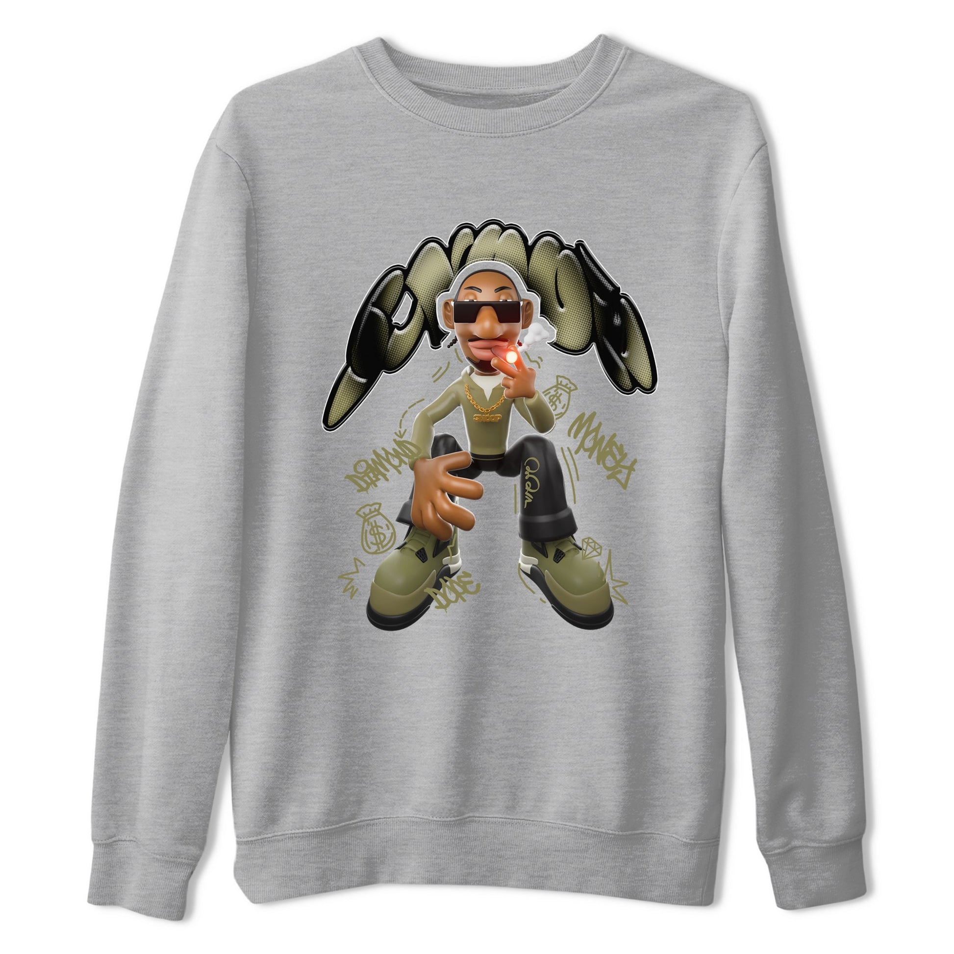 Air Jordan 4 Medium Olive shirt to match jordans Snoop sneaker tees AJ4Medium Olive SNRT Sneaker Release Tees Unisex Heather Grey 2 T-Shirt