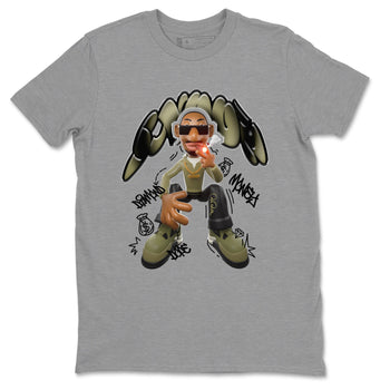 Air Jordan 4 Medium Olive shirt to match jordans Snoop sneaker tees AJ4Medium Olive SNRT Sneaker Release Tees Unisex Heather Grey 2 T-Shirt