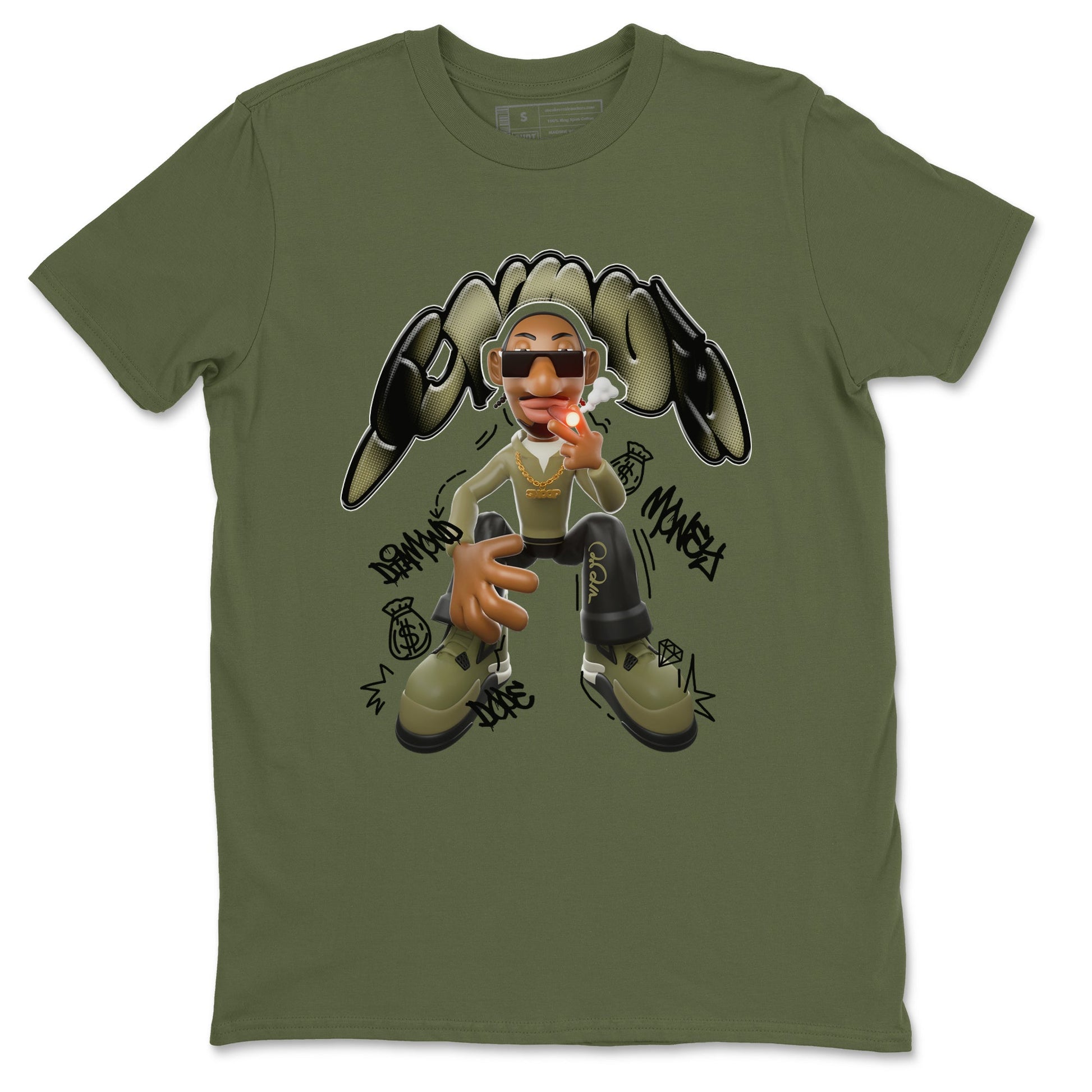 Air Jordan 4 Medium Olive shirt to match jordans Snoop sneaker tees AJ4Medium Olive SNRT Sneaker Release Tees Unisex Military Green 2 T-Shirt