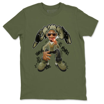 Air Jordan 4 Medium Olive shirt to match jordans Snoop sneaker tees AJ4Medium Olive SNRT Sneaker Release Tees Unisex Military Green 2 T-Shirt