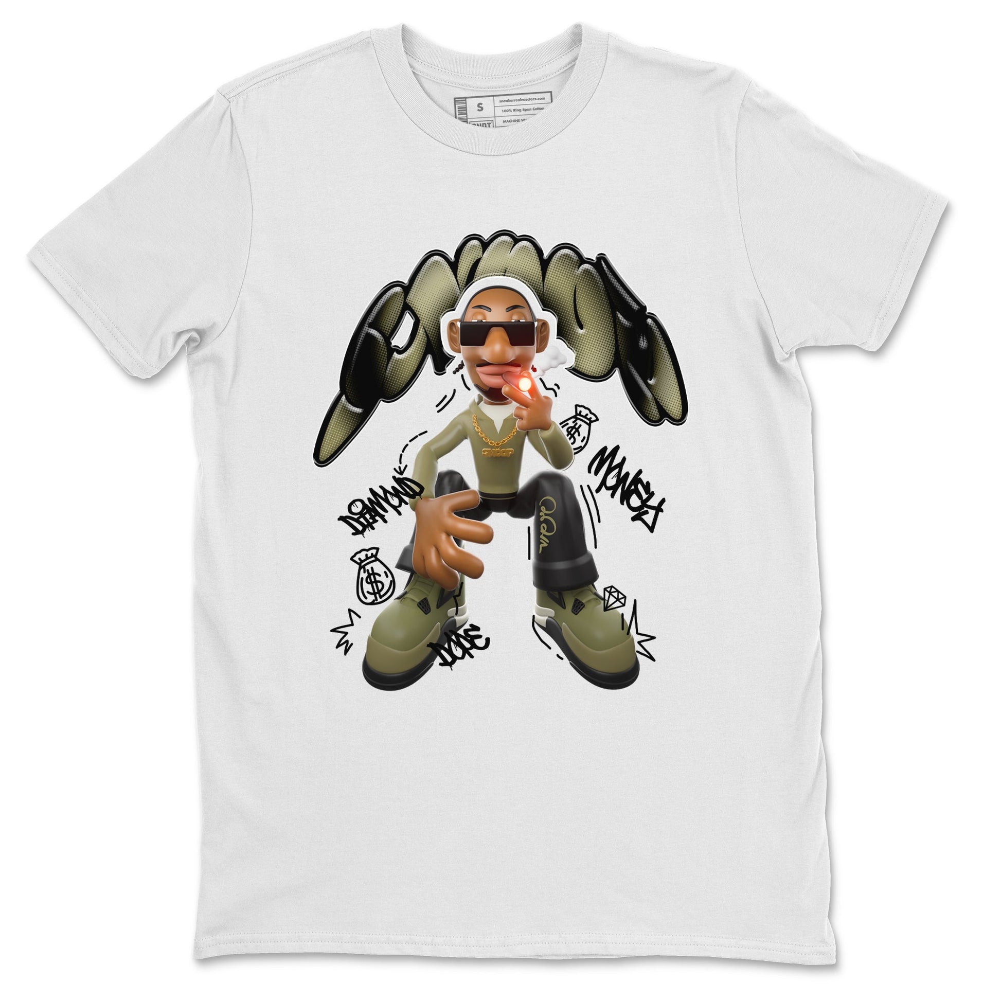 Air Jordan 4 Medium Olive shirt to match jordans Snoop sneaker tees AJ4Medium Olive SNRT Sneaker Release Tees Unisex White 2 T-Shirt