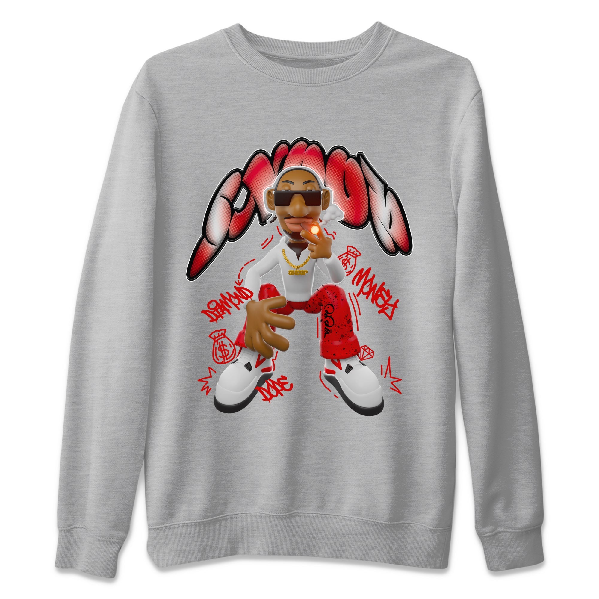 Air Jordan 4 Red Cement shirt to match jordans Snoop sneaker tees AJ4 Red Cement SNRT Sneaker Release Tees Unisex Heather Grey 2 T-Shirt