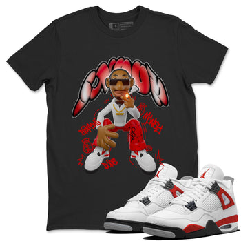 Air Jordan 4 Red Cement shirt to match jordans Snoop sneaker tees AJ4 Red Cement SNRT Sneaker Release Tees Unisex Black 1 T-Shirt