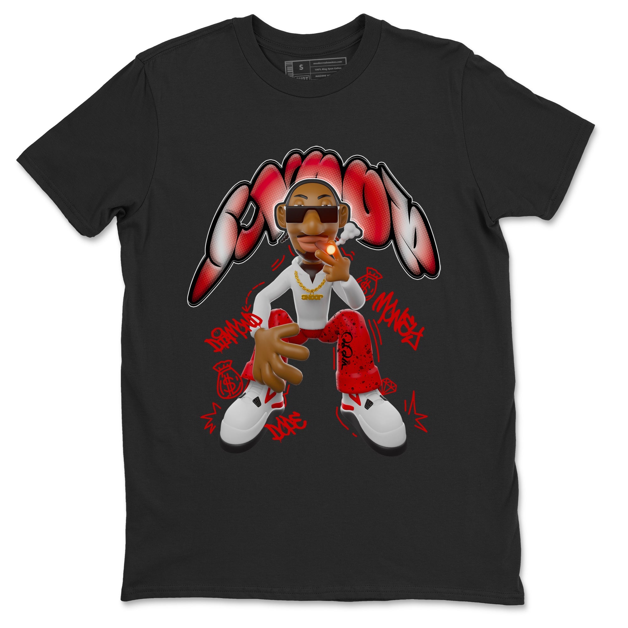 Air Jordan 4 Red Cement shirt to match jordans Snoop sneaker tees AJ4 Red Cement SNRT Sneaker Release Tees Unisex Black 2 T-Shirt