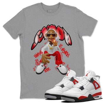 Air Jordan 4 Red Cement shirt to match jordans Snoop sneaker tees AJ4 Red Cement SNRT Sneaker Release Tees Unisex Heather Grey 1 T-Shirt