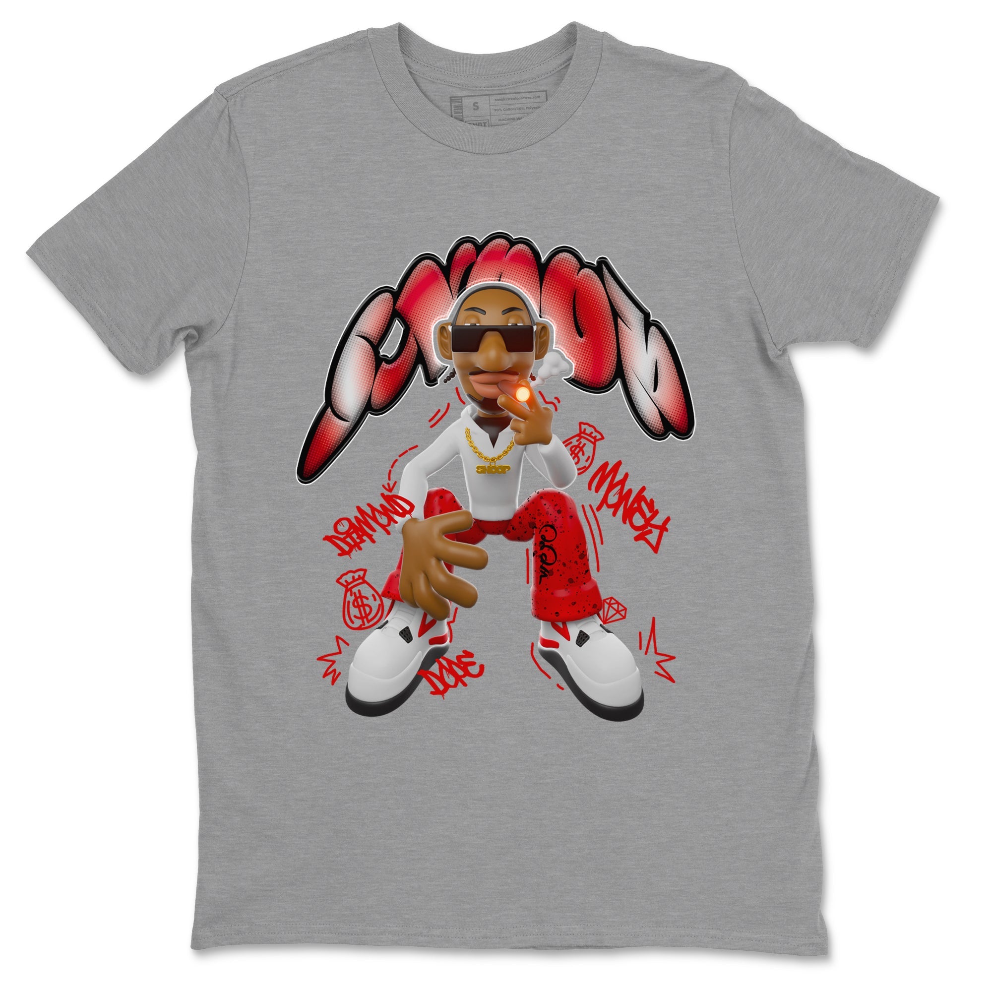 Air Jordan 4 Red Cement shirt to match jordans Snoop sneaker tees AJ4 Red Cement SNRT Sneaker Release Tees Unisex Heather Grey 2 T-Shirt