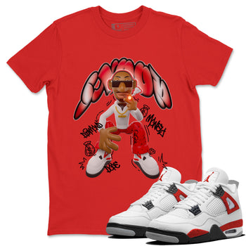 Air Jordan 4 Red Cement shirt to match jordans Snoop sneaker tees AJ4 Red Cement SNRT Sneaker Release Tees Unisex Red 1 T-Shirt