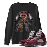 Air Jordan 5 Burgundy shirt to match jordans Snoop sneaker tees AJ5 Burgundy SNRT Sneaker Release Tees Unisex Black 1 T-Shirt