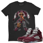 Air Jordan 5 Burgundy shirt to match jordans Snoop sneaker tees AJ5 Burgundy SNRT Sneaker Release Tees Unisex Black 1 T-Shirt