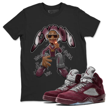 Air Jordan 5 Burgundy shirt to match jordans Snoop sneaker tees AJ5 Burgundy SNRT Sneaker Release Tees Unisex Black 1 T-Shirt