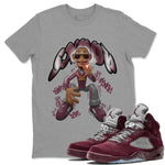 Air Jordan 5 Burgundy shirt to match jordans Snoop sneaker tees AJ5 Burgundy SNRT Sneaker Release Tees Unisex Heather Grey 1 T-Shirt