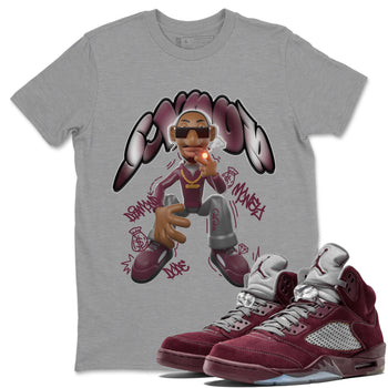 Air Jordan 5 Burgundy shirt to match jordans Snoop sneaker tees AJ5 Burgundy SNRT Sneaker Release Tees Unisex Heather Grey 1 T-Shirt