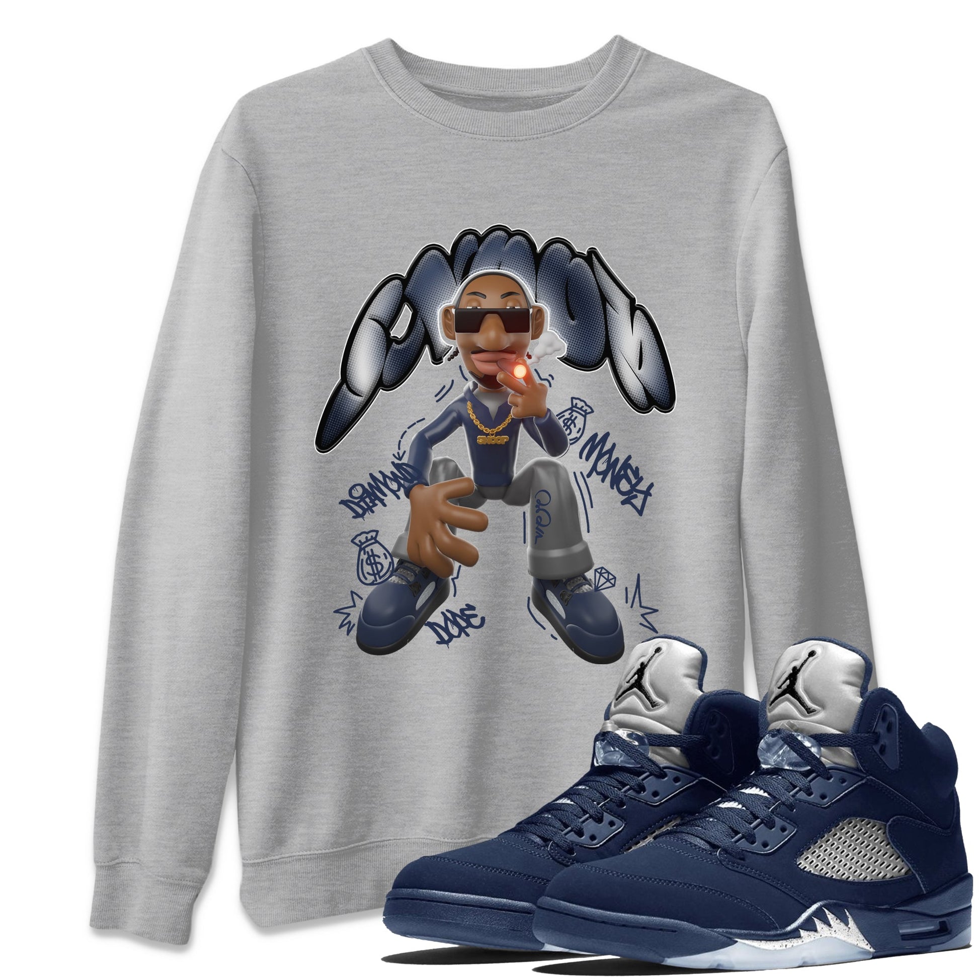 Air Jordan 5 Georgetown shirt to match jordans Snoop sneaker tees AJ5 Georgetown SNRT Sneaker Release Tees Unisex Heather Grey 1 T-Shirt