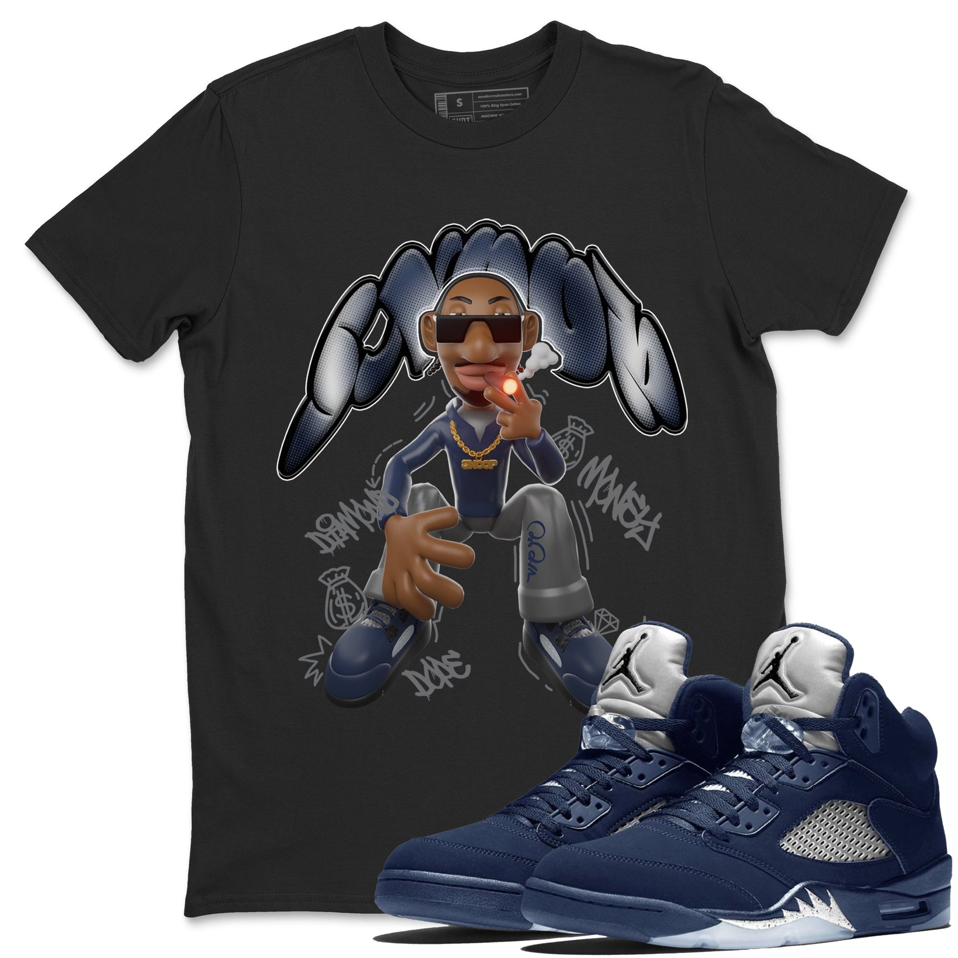 Air Jordan 5 Georgetown shirt to match jordans Snoop sneaker tees AJ5 Georgetown SNRT Sneaker Release Tees Unisex Black 1 T-Shirt