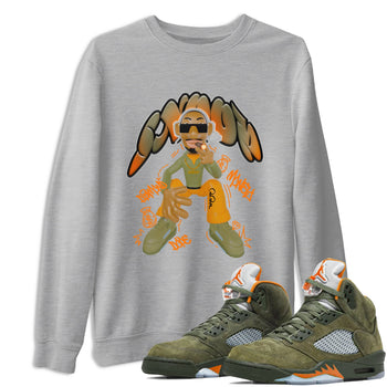 5s Olive shirt to match jordans Snoop sneaker tees Air Jordan 5 Olive SNRT Sneaker Release Tees unisex cotton Heather Grey 1 crew neck shirt