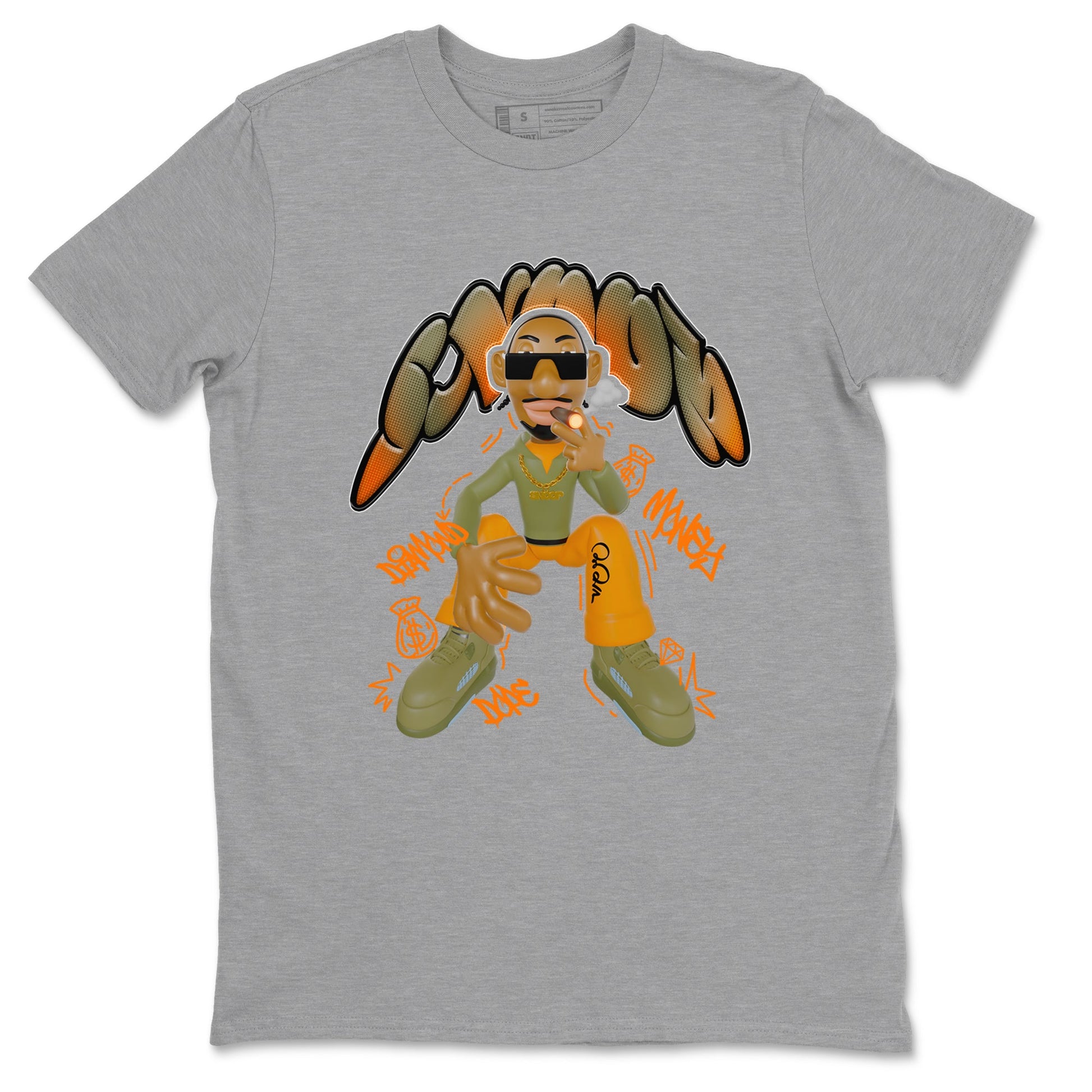 5s Olive shirt to match jordans Snoop sneaker tees Air Jordan 5 Olive SNRT Sneaker Release Tees unisex cotton Heather Grey 2 crew neck shirt