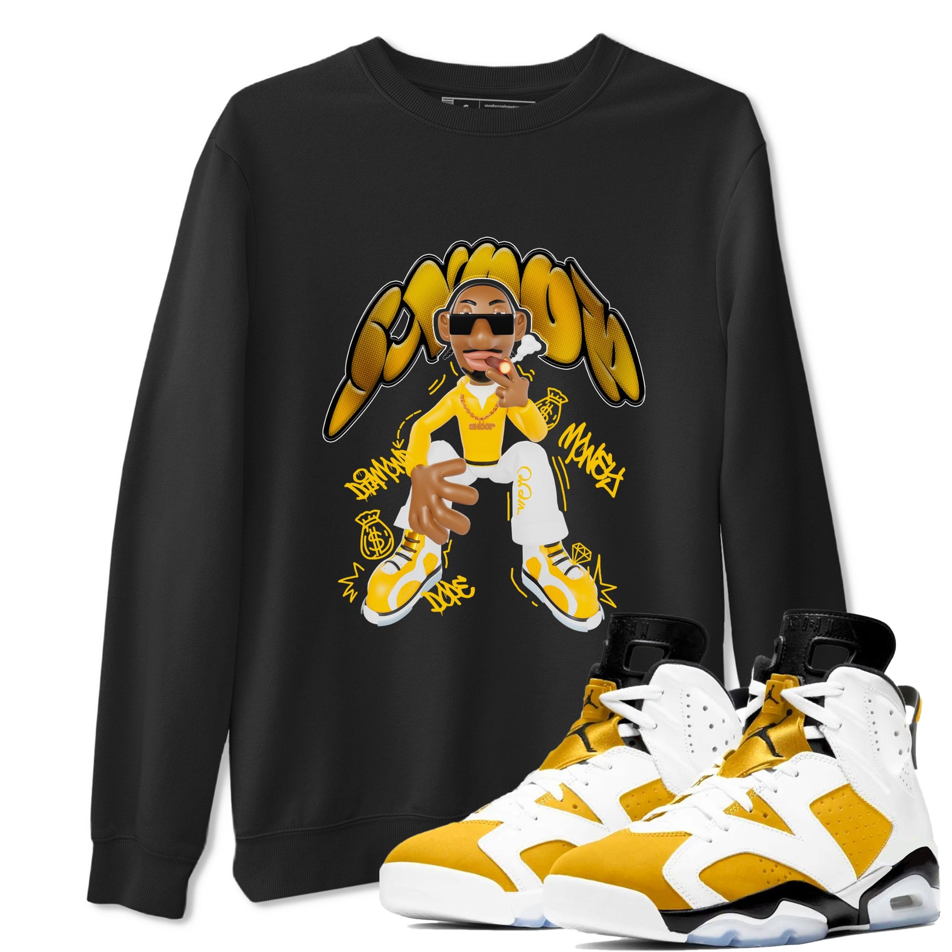 6s Yellow Ochre shirt to match jordans Snoop sneaker tees Air Jordan 6 Yellow Ochre SNRT Sneaker Release Tees Unisex Black 1 T-Shirt