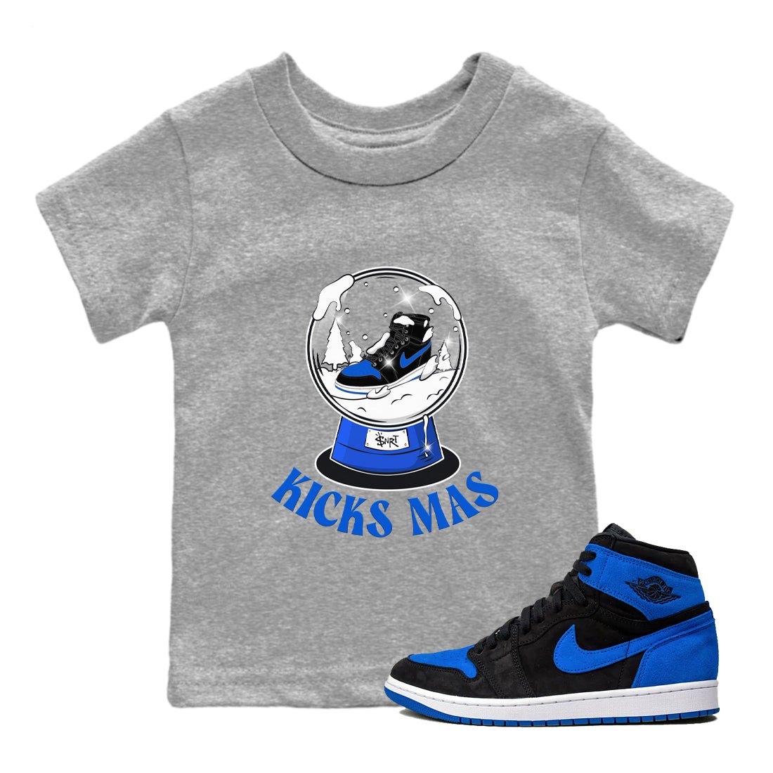 Air Jordan 1 Royal Reimagined shirt to match jordans Snow Ball sneaker tees Christmas Outfit AJ1 Royal Reimagined SNRT Sneaker Release Tees Baby Toddler Heather Grey 1 T-Shirt