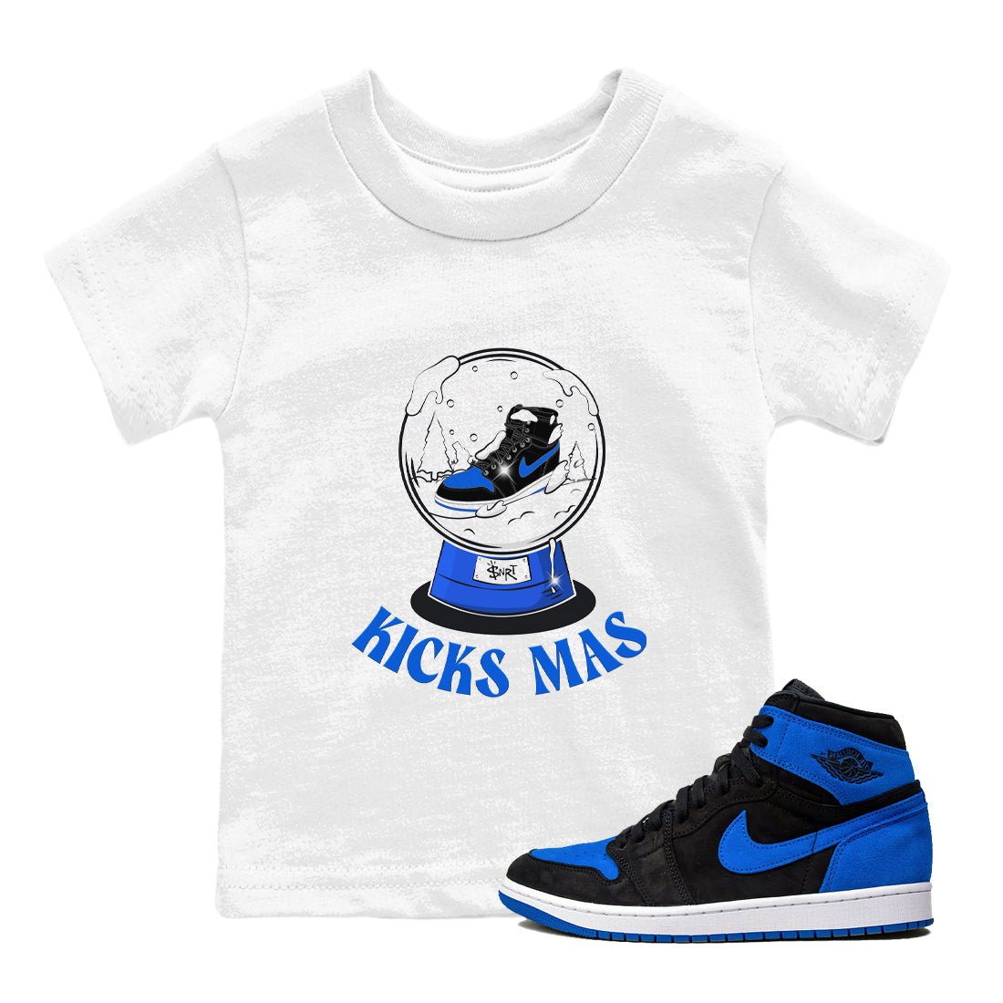 Air Jordan 1 Royal Reimagined shirt to match jordans Snow Ball sneaker tees Christmas Outfit AJ1 Royal Reimagined SNRT Sneaker Release Tees Baby Toddler White 1 T-Shirt