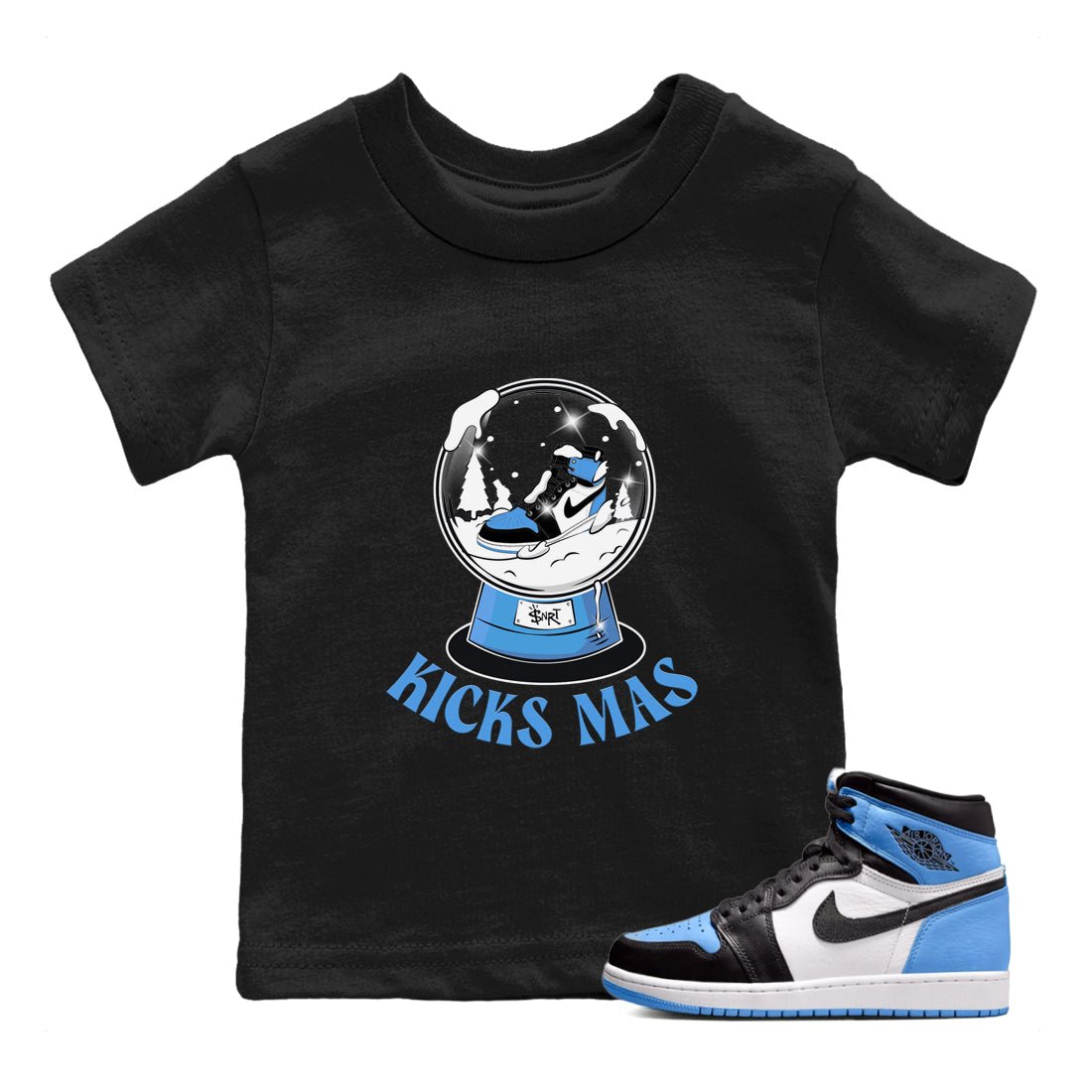 Air Jordan 1 UNC Toe shirt to match jordans Snow Ball sneaker tees Santa Gift AJ1 UNC Toe SNRT Sneaker Release Tees Baby Toddler Black 1 T-Shirt