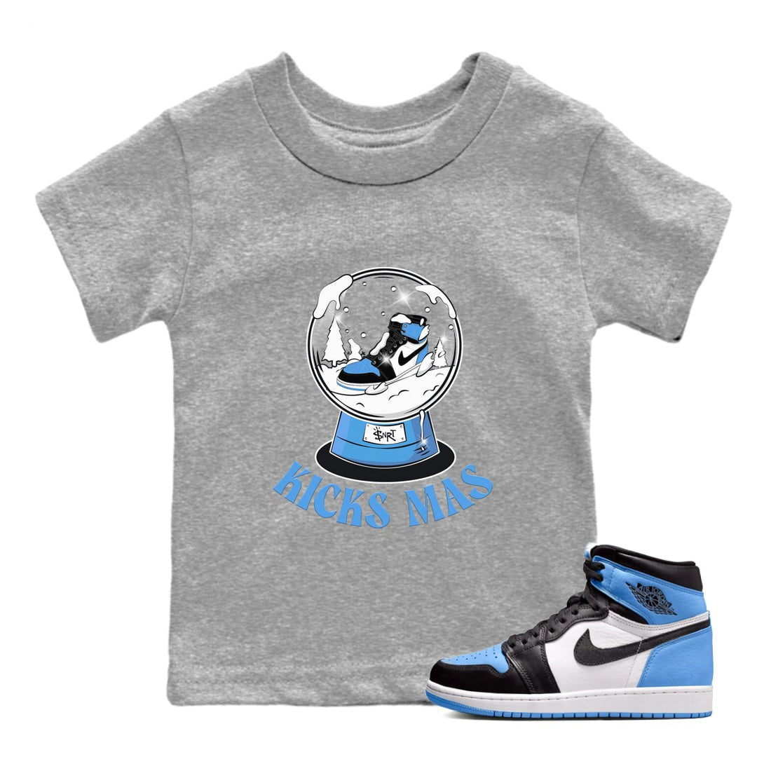 Air Jordan 1 UNC Toe shirt to match jordans Snow Ball sneaker tees Santa Gift AJ1 UNC Toe SNRT Sneaker Release Tees Baby Toddler Heather Grey 1 T-Shirt