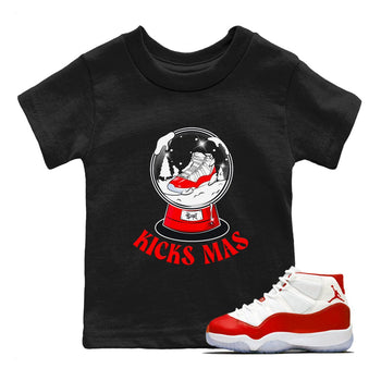Air Jordan 11 Cherry shirt to match jordans Snow Ball sneaker tees Christmas Outfit AJ11 Cherry SNRT Sneaker Release Tees Baby Toddler Black 1 T-Shirt