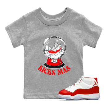 Air Jordan 11 Cherry shirt to match jordans Snow Ball sneaker tees Christmas Outfit AJ11 Cherry SNRT Sneaker Release Tees Baby Toddler Heather Grey 1 T-Shirt