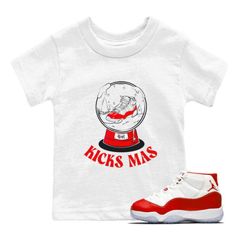 Air Jordan 11 Cherry shirt to match jordans Snow Ball sneaker tees Christmas Outfit AJ11 Cherry SNRT Sneaker Release Tees Baby Toddler White 1 T-Shirt