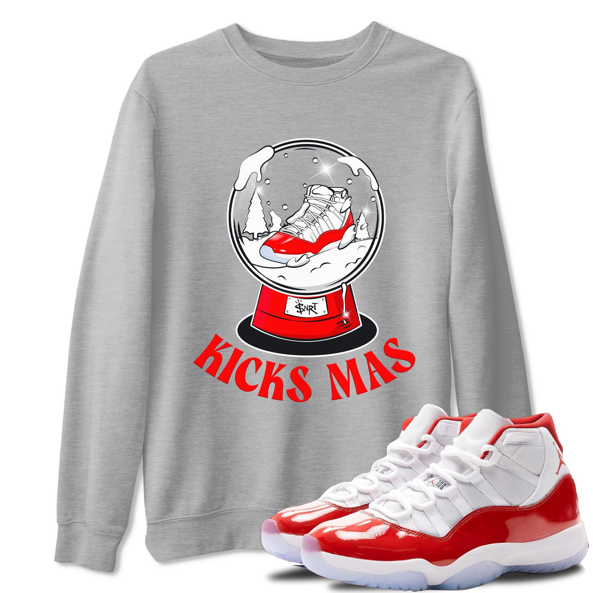 Air Jordan 11 Cherry shirt to match jordans Snow Ball sneaker tees Christmas Outfit AJ11 Cherry SNRT Sneaker Release Tees Unisex Heather Grey 1 T-Shirt