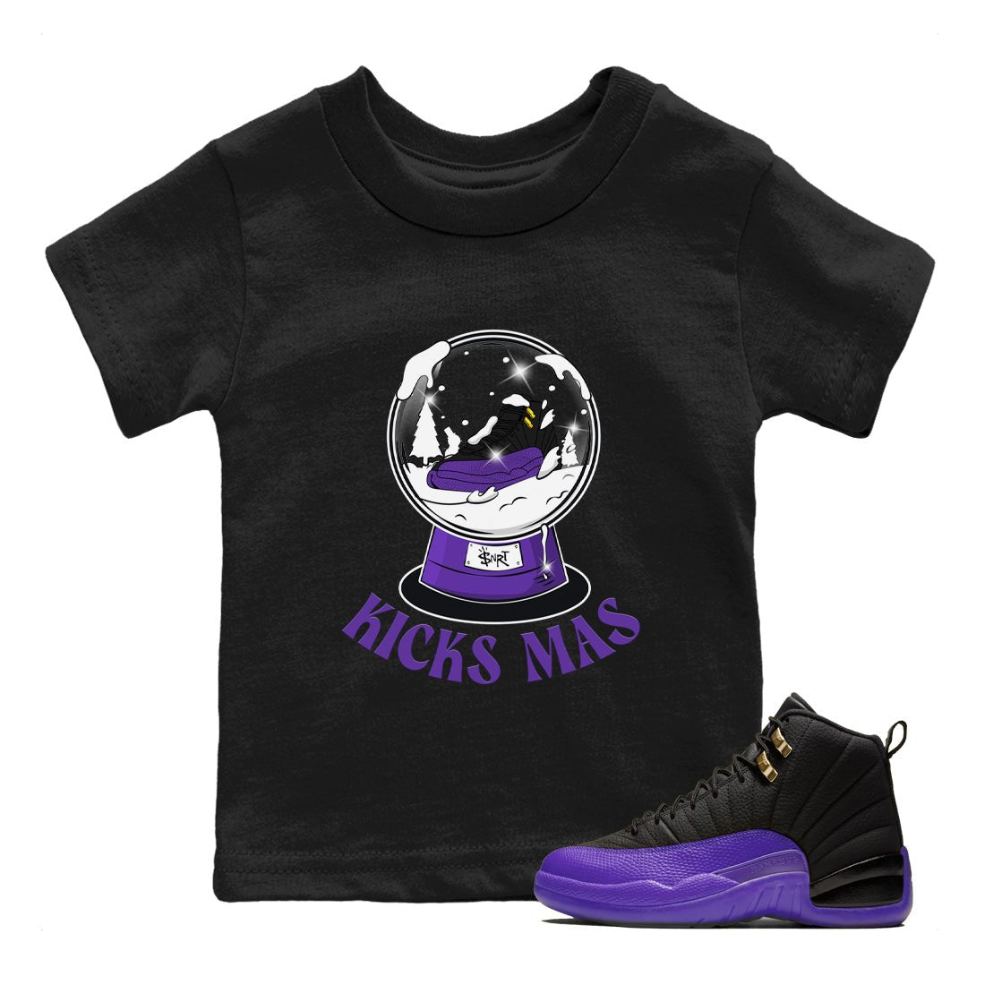 Air Jordan 12 Field Purple shirt to match jordans Snow Ball sneaker tees Christmas Outfit AJ12 Field Purple SNRT Sneaker Release Tees Baby Toddler Black 1 T-Shirt