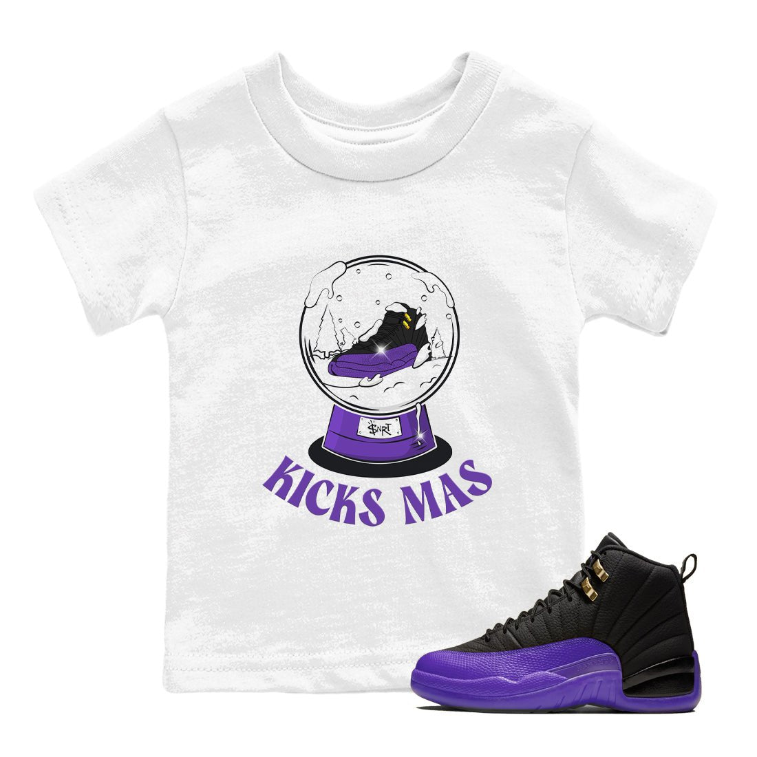 Air Jordan 12 Field Purple shirt to match jordans Snow Ball sneaker tees Christmas Outfit AJ12 Field Purple SNRT Sneaker Release Tees Baby Toddler White 1 T-Shirt