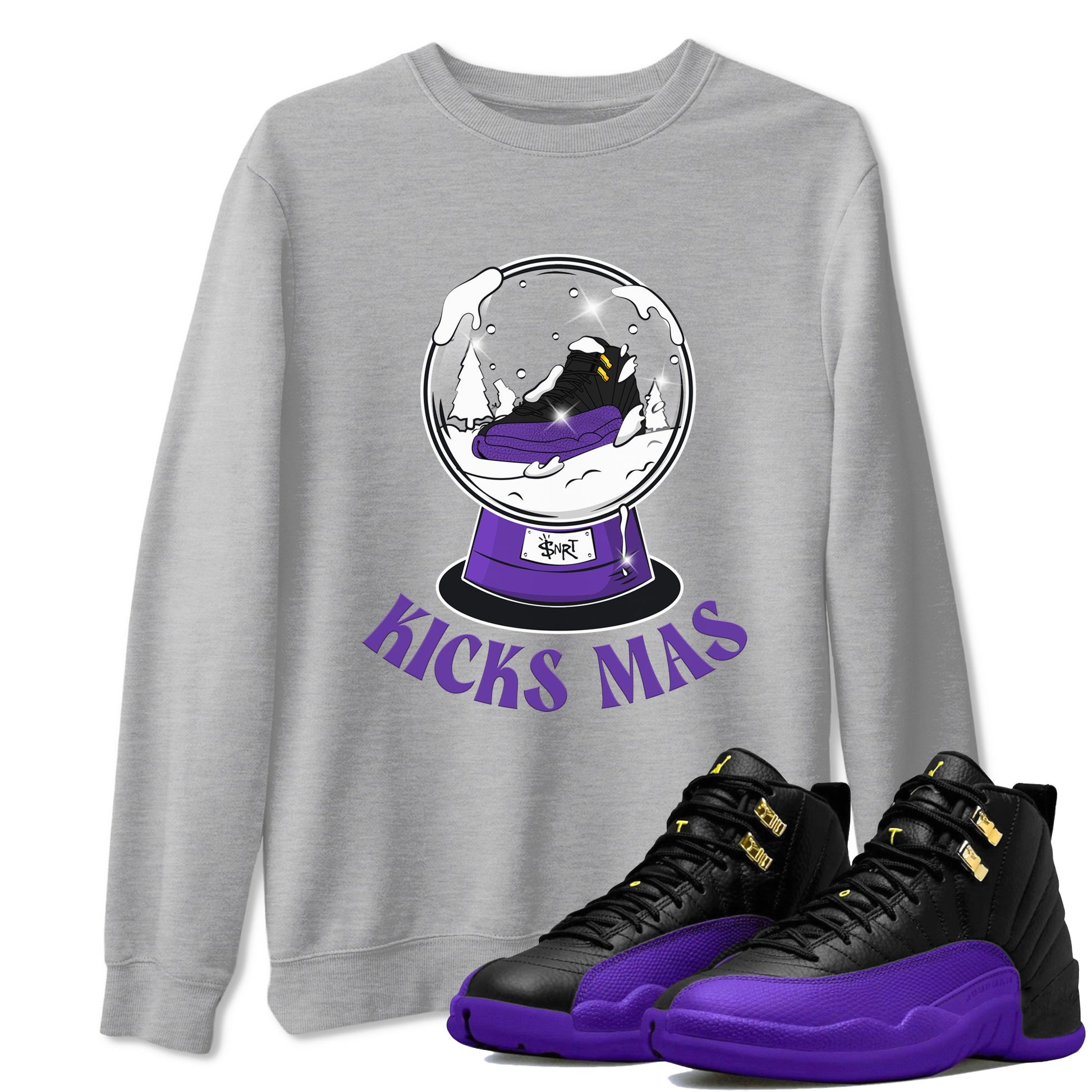 Air Jordan 12 Field Purple shirt to match jordans Snow Ball sneaker tees Christmas Outfit AJ12 Field Purple SNRT Sneaker Release Tees Unisex Heather Grey 1 T-Shirt