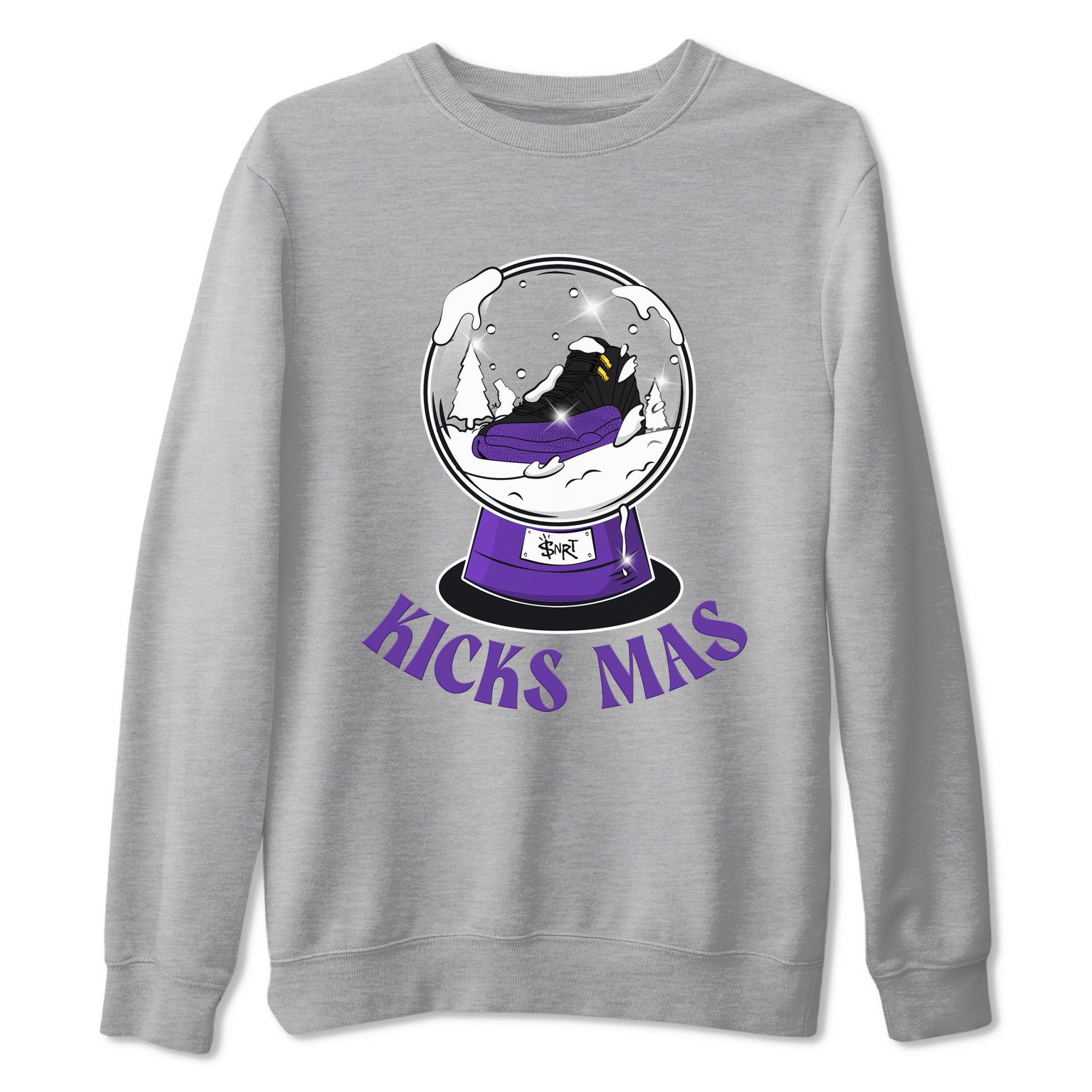 Air Jordan 12 Field Purple shirt to match jordans Snow Ball sneaker tees Christmas Outfit AJ12 Field Purple SNRT Sneaker Release Tees Unisex Heather Grey 2 T-Shirt