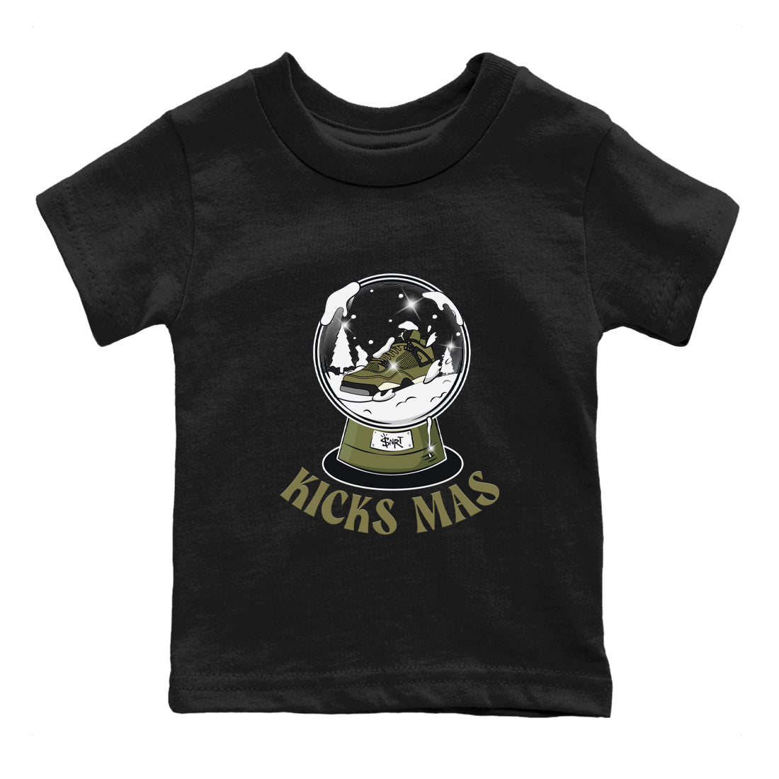 Air Jordan 4 Medium Olive shirt to match jordans Snow Ball sneaker tees Christmas Gift AJ4 Medium Olive SNRT Sneaker Release Tees Baby Toddler Black 2 T-Shirt