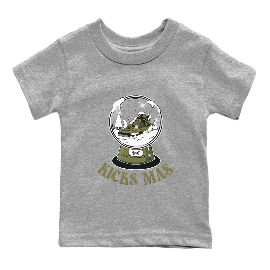Air Jordan 4 Medium Olive shirt to match jordans Snow Ball sneaker tees Christmas Gift AJ4 Medium Olive SNRT Sneaker Release Tees Baby Toddler Heather Grey 2 T-Shirt
