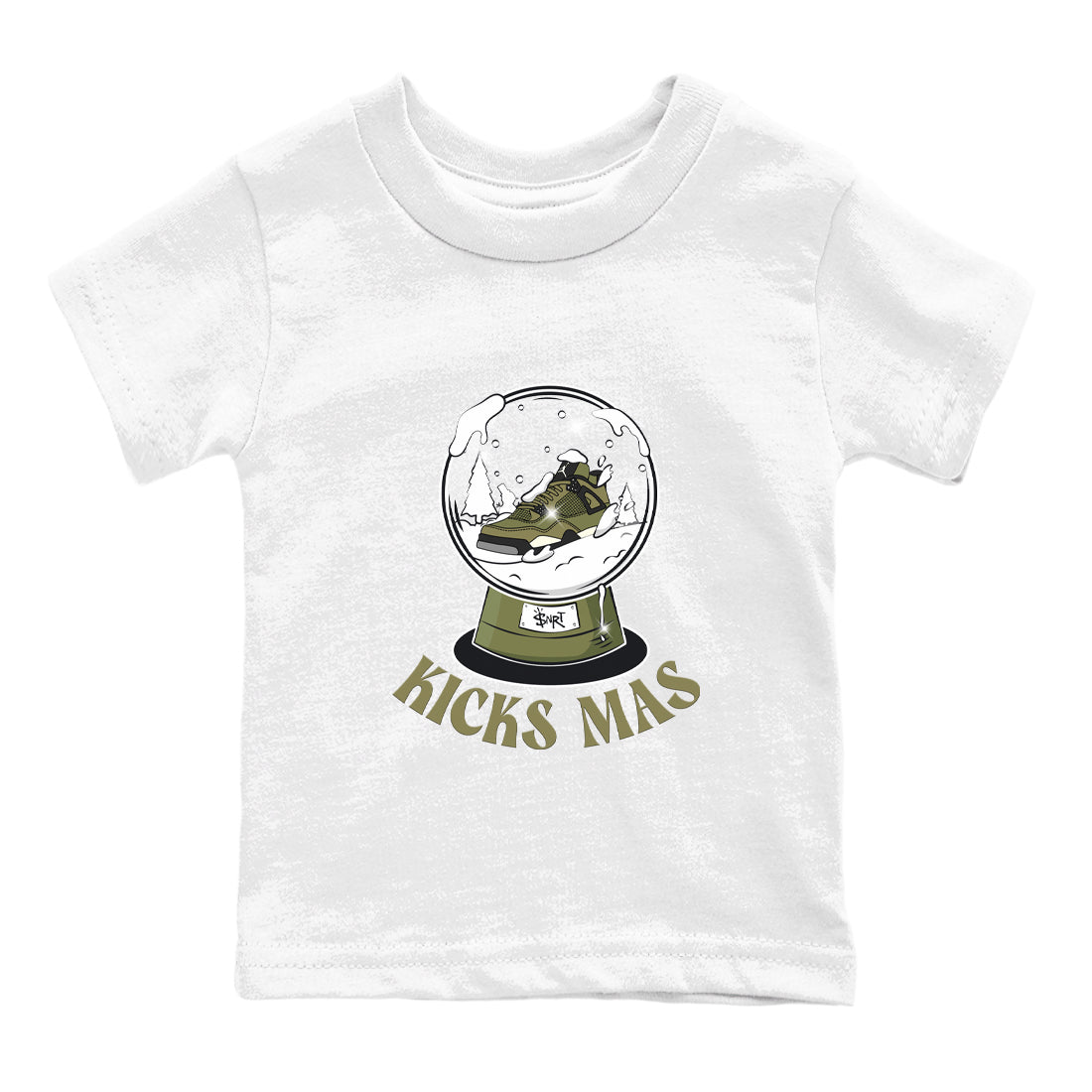 Air Jordan 4 Medium Olive shirt to match jordans Snow Ball sneaker tees Christmas Gift AJ4 Medium Olive SNRT Sneaker Release Tees Baby Toddler White 2 T-Shirt