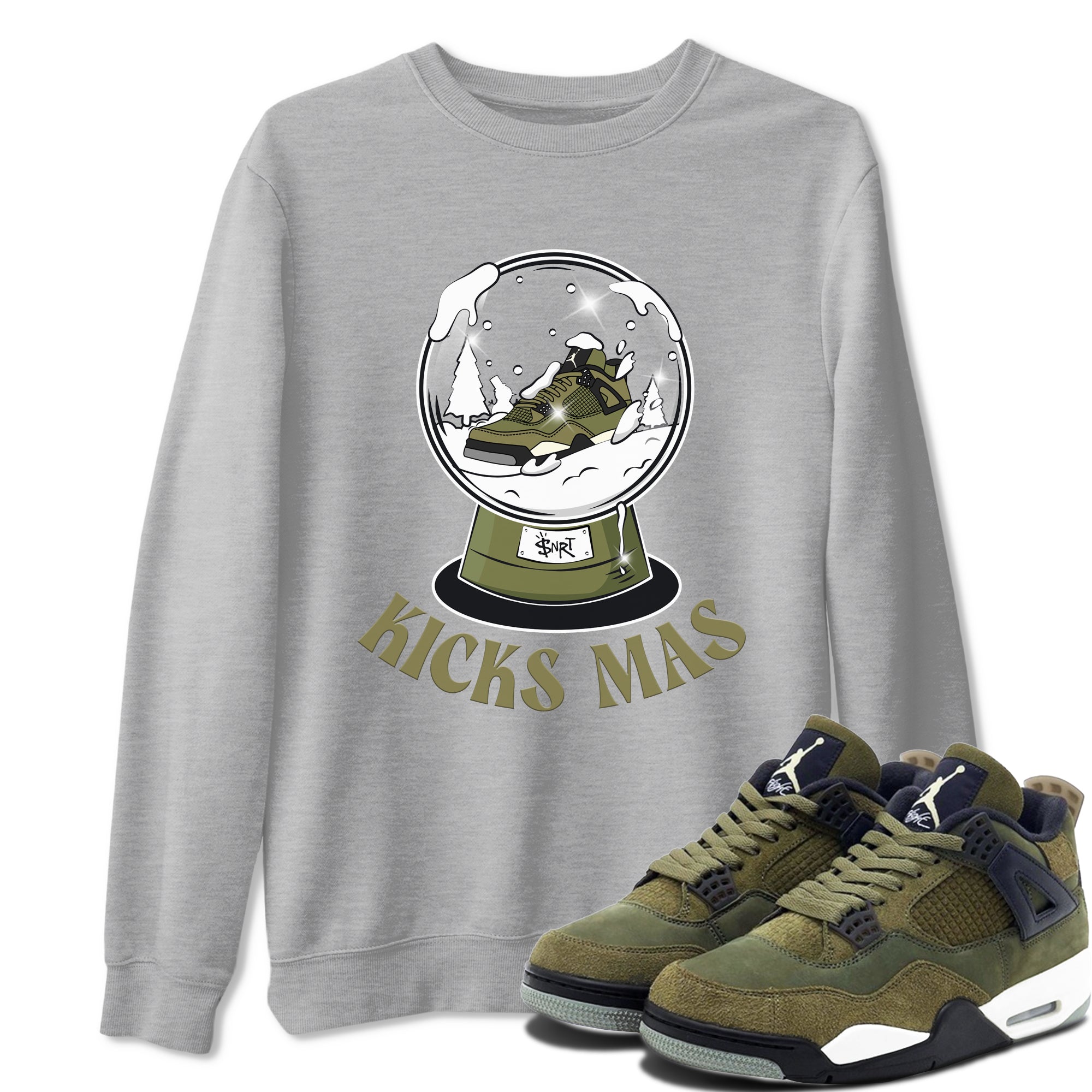 Air Jordan 4 Medium Olive shirt to match jordans Snow Ball sneaker tees Christmas Gift AJ4 Medium Olive SNRT Sneaker Release Tees Unisex Heather Grey 1 T-Shirt