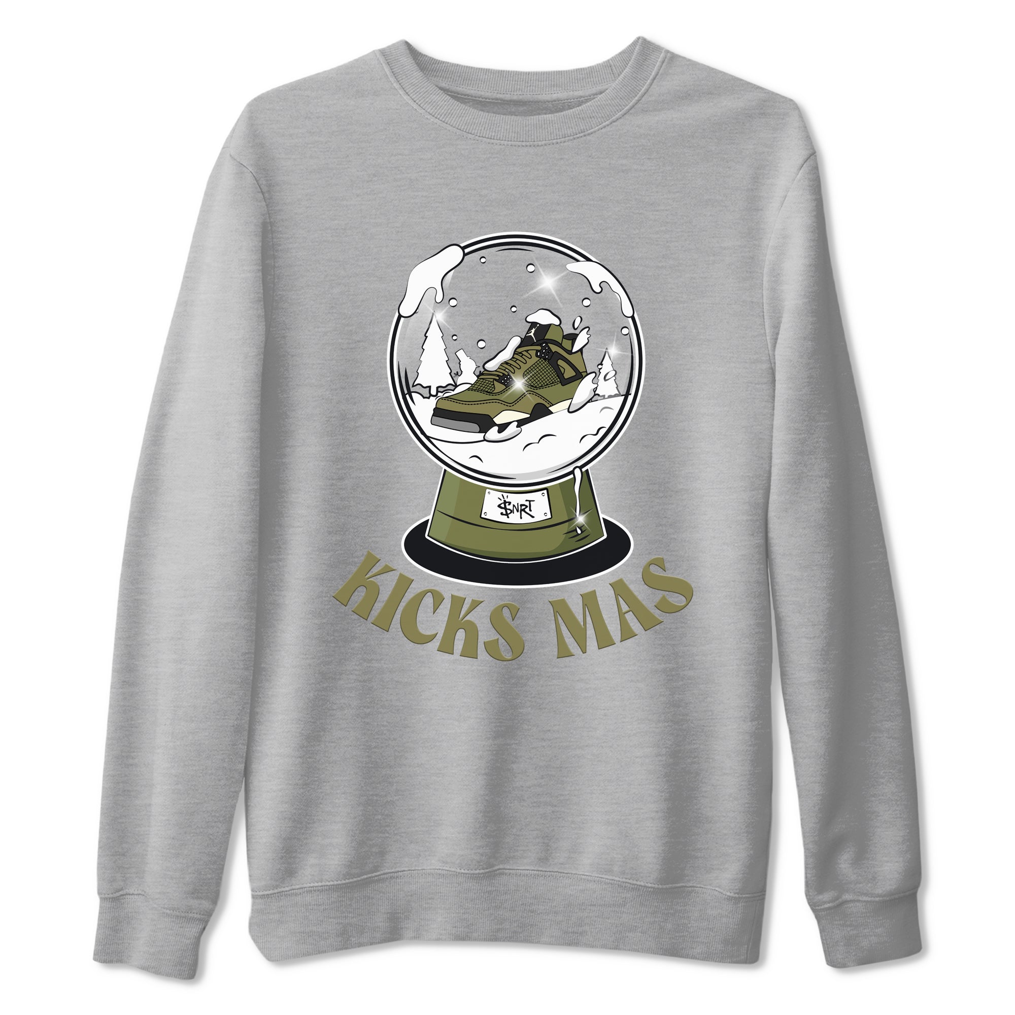 Air Jordan 4 Medium Olive shirt to match jordans Snow Ball sneaker tees Christmas Gift AJ4 Medium Olive SNRT Sneaker Release Tees Unisex Heather Grey 2 T-Shirt
