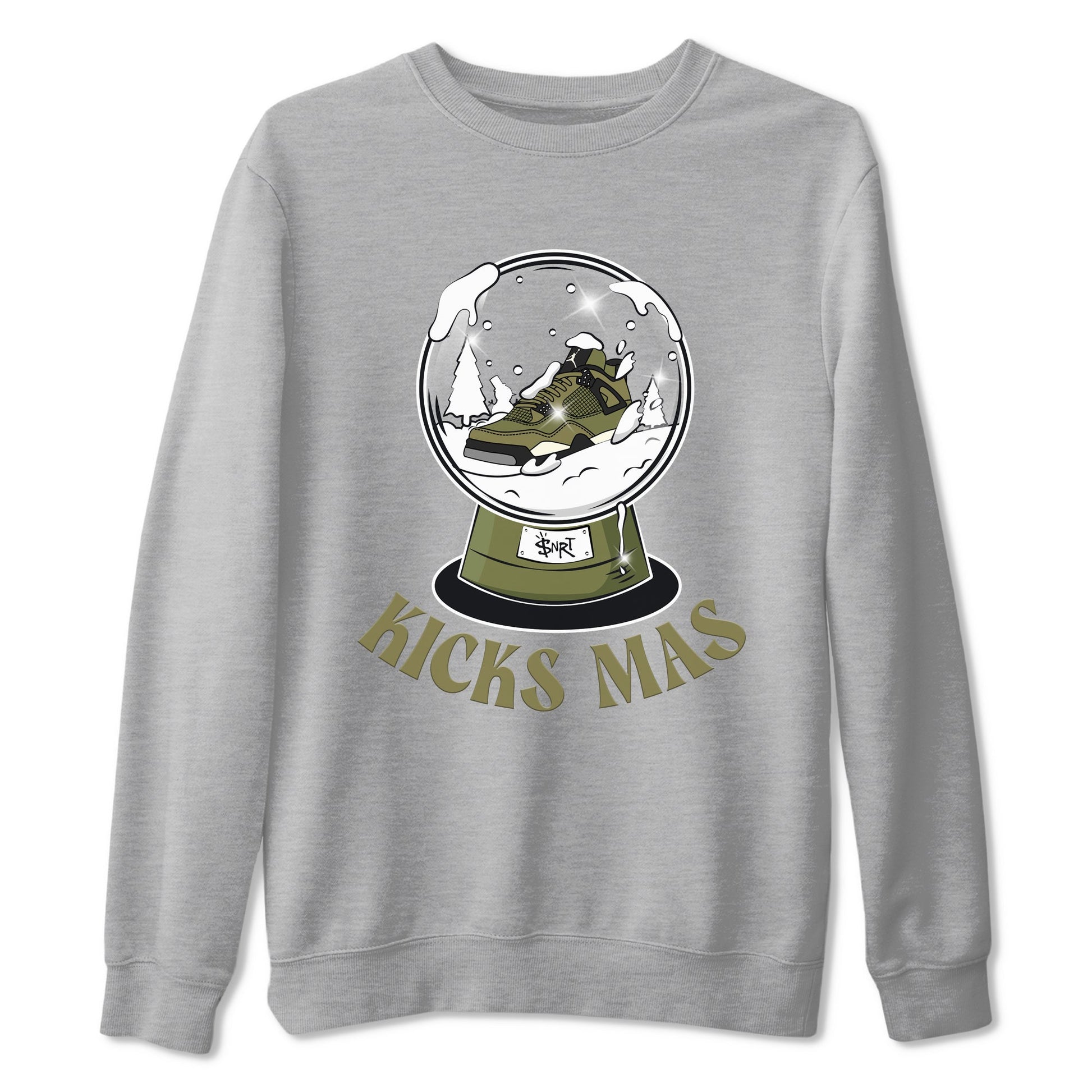 Air Jordan 4 Medium Olive shirt to match jordans Snow Ball sneaker tees Christmas Gift AJ4 Medium Olive SNRT Sneaker Release Tees Unisex Heather Grey 2 T-Shirt