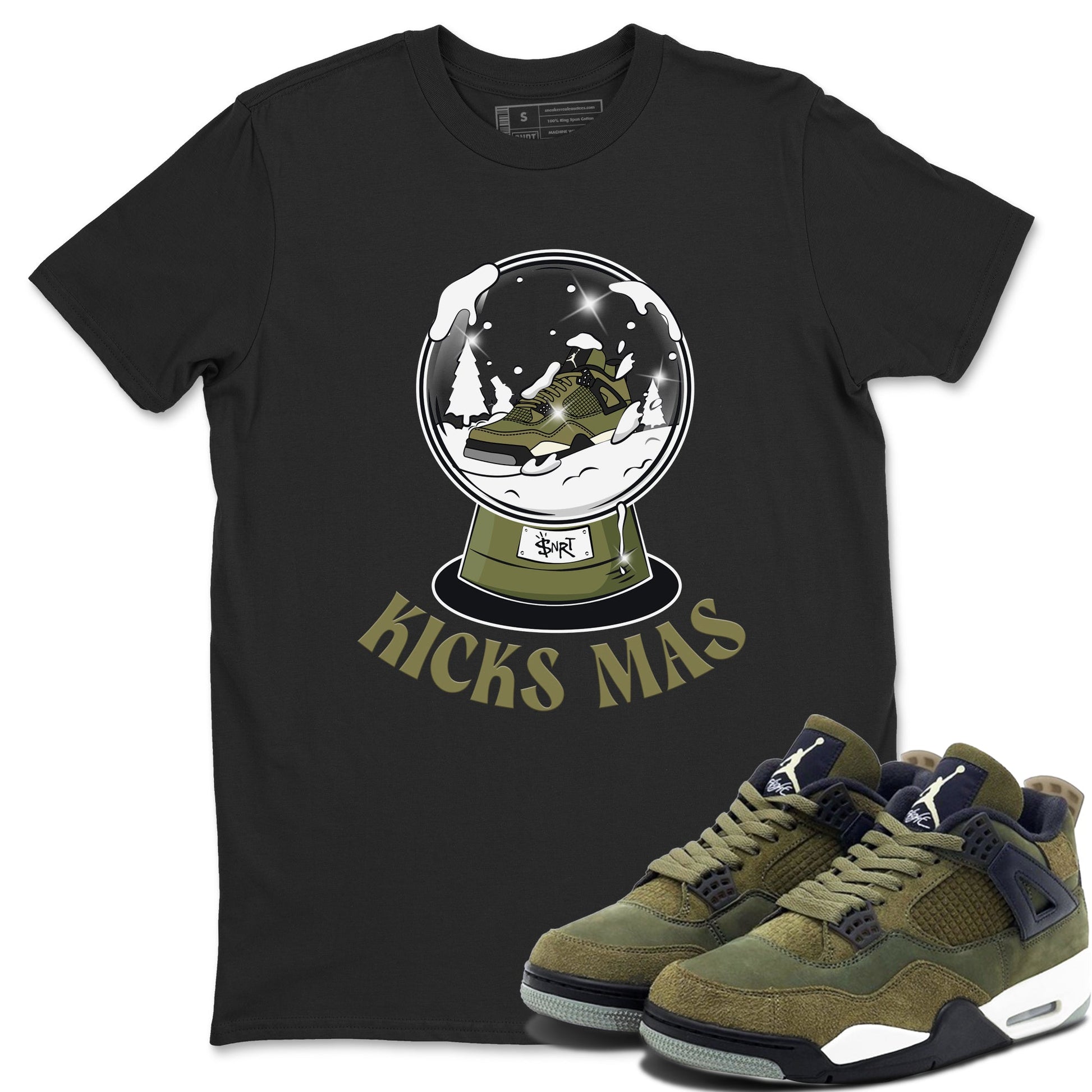 Air Jordan 4 Medium Olive shirt to match jordans Snow Ball sneaker tees Christmas Gift AJ4 Medium Olive SNRT Sneaker Release Tees Unisex Black 1 T-Shirt