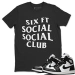 Jordan 1 Black White Sneaker Match Tees Six Ft Social Club Sneaker Tees Jordan 1 Black White Sneaker Release Tees Unisex Shirts