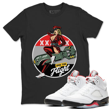 Jordan 5 Fire Red Sneaker Match Tees Pin Up Girl Sneaker Tees Jordan 5 Fire Red Sneaker Release Tees Unisex Shirts