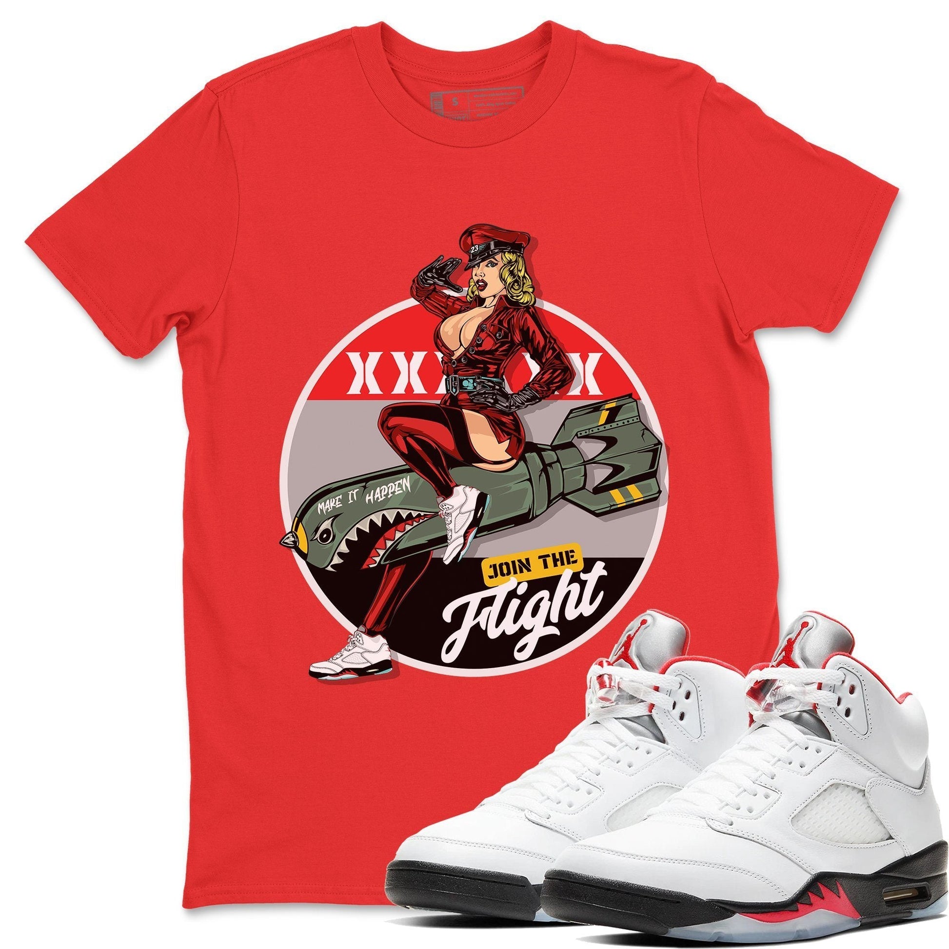 Jordan 5 Fire Red Sneaker Match Tees Pin Up Girl Sneaker Tees Jordan 5 Fire Red Sneaker Release Tees Unisex Shirts
