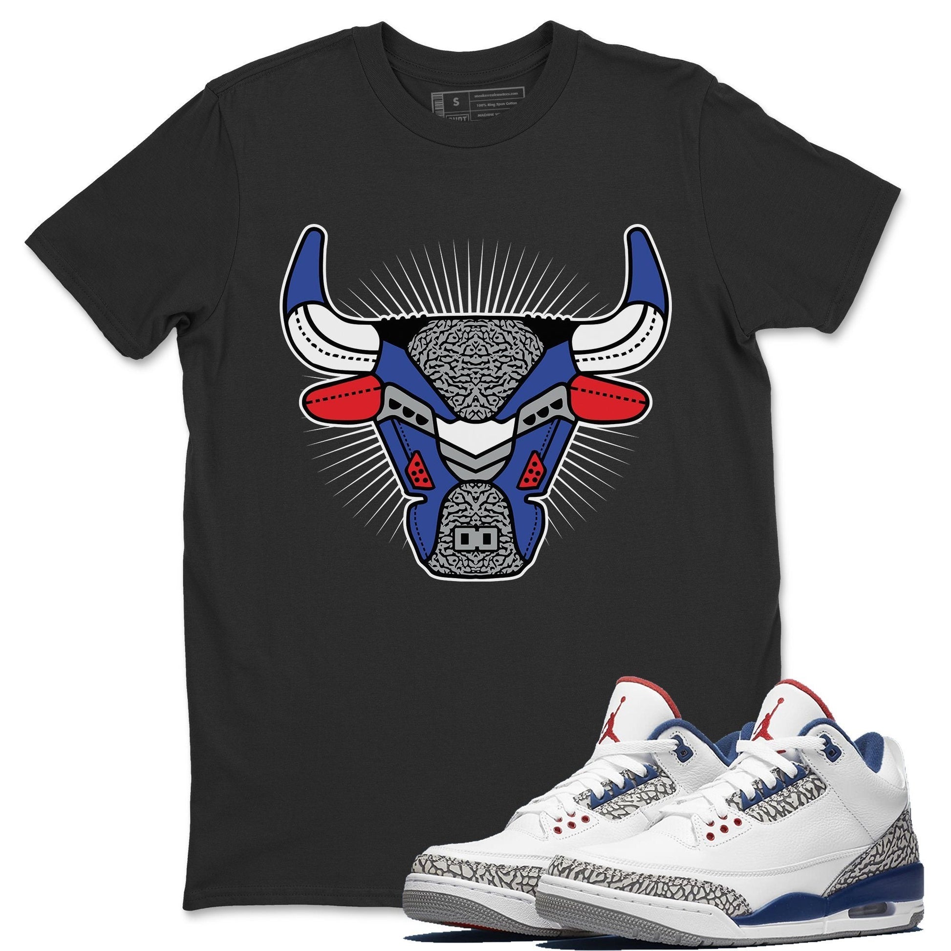 Jordan 3 True Blue Sneaker Match Tees AJ3 Bull Head Sneaker Tees Jordan 3 True Blue Sneaker Release Tees Unisex Shirts