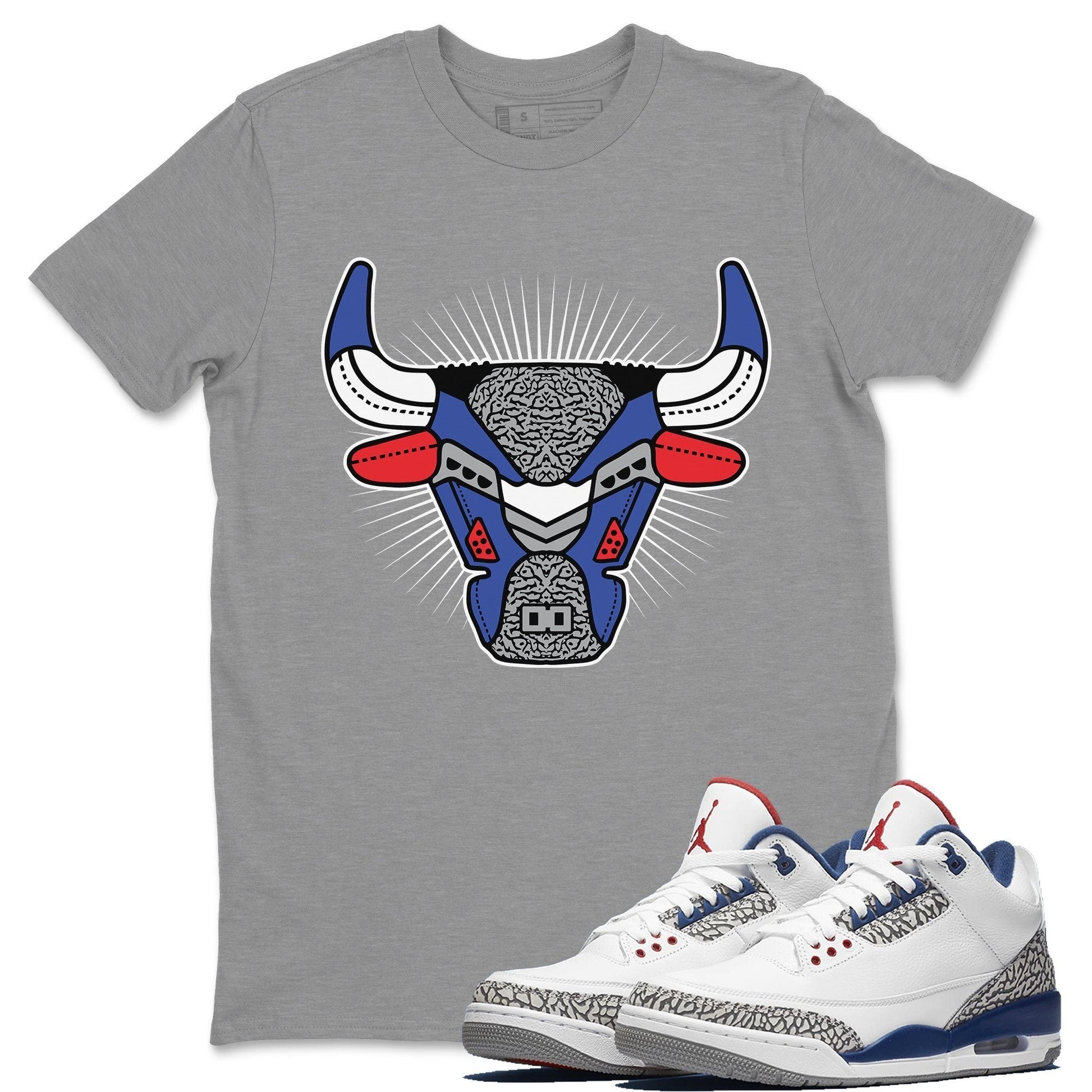 Jordan 3 True Blue Sneaker Match Tees AJ3 Bull Head Sneaker Tees Jordan 3 True Blue Sneaker Release Tees Unisex Shirts